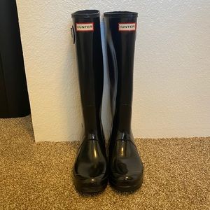 HUNTER Rain Boots, Black, UK size 7 US size 9